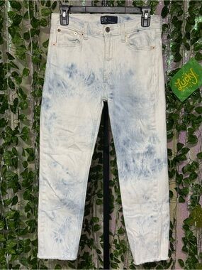GAP Boyfriend jeans marble light bleached wash button fly frayed 00/24.